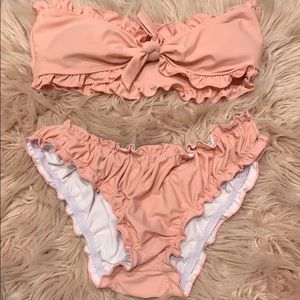 Pink ruffle bikini set